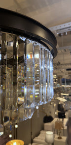 SERINI 50cm 6 Light 3 Tier Crystal Chandelier Black
