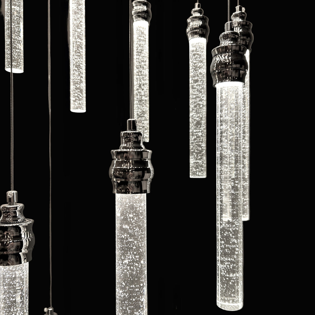 SPIRAL 30 Prism Crystal Pendant Chandelier Chrome
