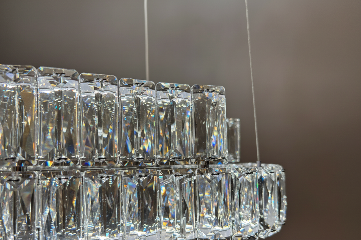 STACKO 3 Tier Crystal Pendant Light 80cm Chrome