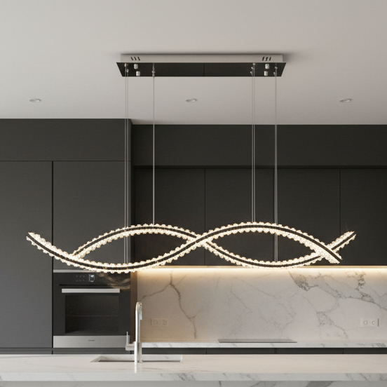 SURF Crystal Bar Pendant Light 1.3m Chrome