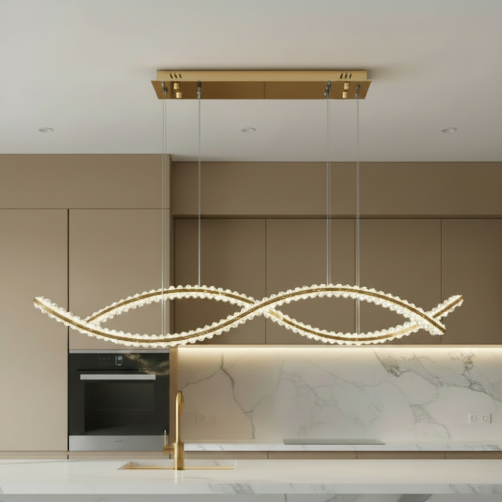 SURF Crystal Bar Pendant Light 1.3m Gold
