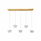 QUEEN 5 Crystal Linear Bar Pendant Light 1m Gold