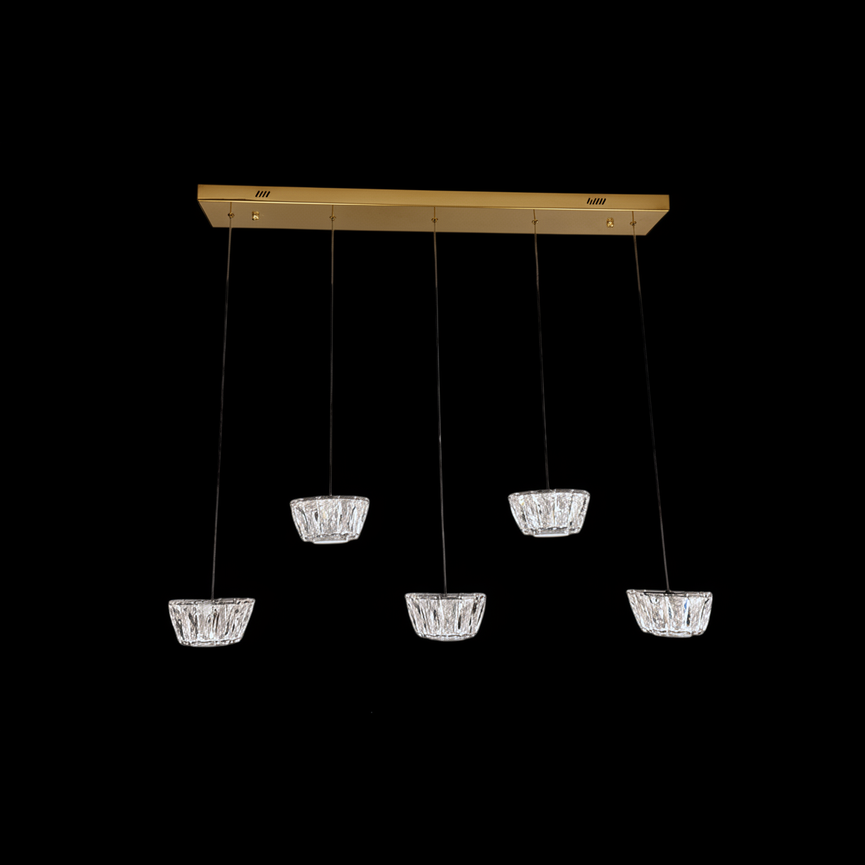 QUEEN 5 Crystal Linear Bar Pendant Light 1m Gold