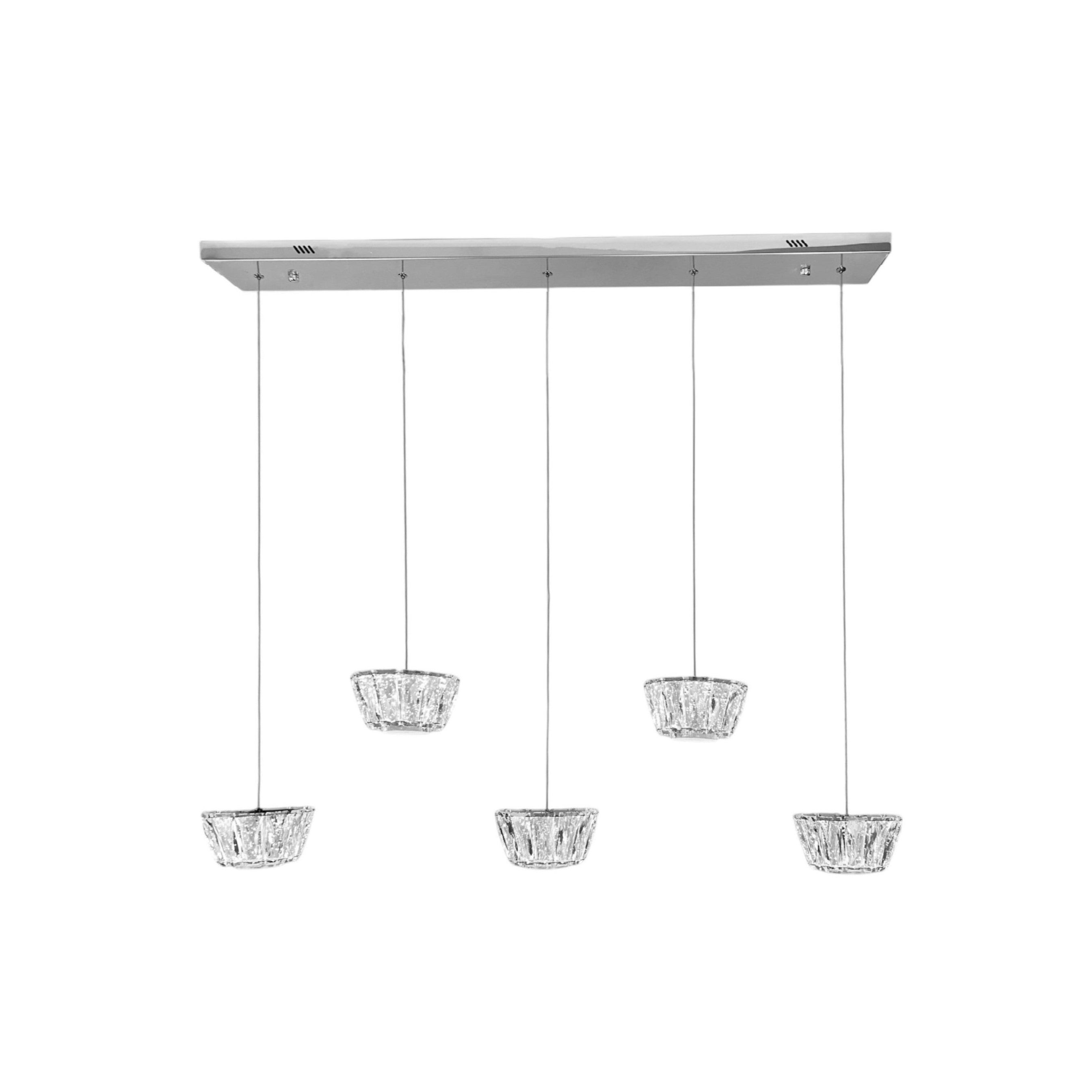 QUEEN 5 Crystal Linear Bar Pendant Light 1m Chrome