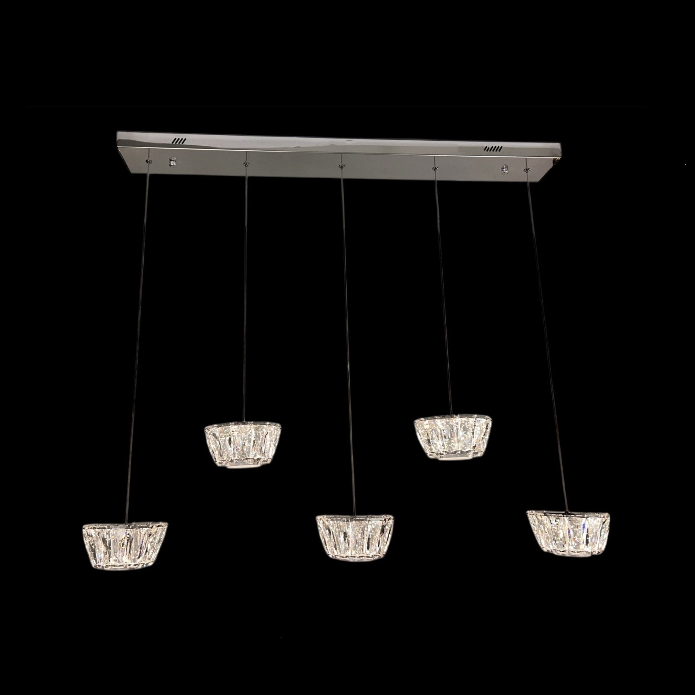 QUEEN 5 Crystal Linear Bar Pendant Light 1m Chrome