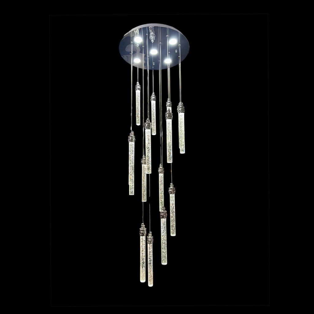 SPIRAL 15 Light Prism Pendant Chandelier Chrome