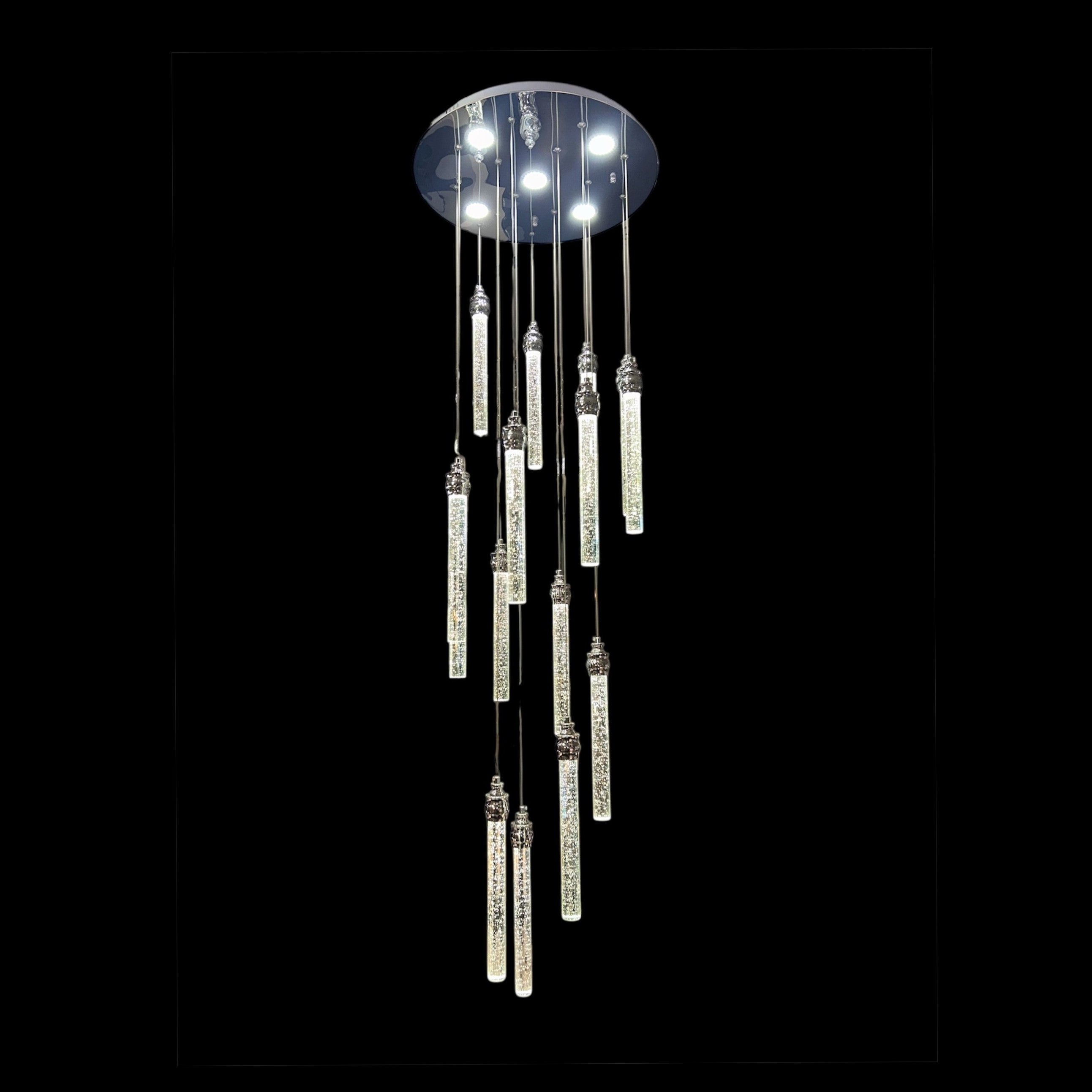 SPIRAL 15 Light Prism Pendant Chandelier Chrome