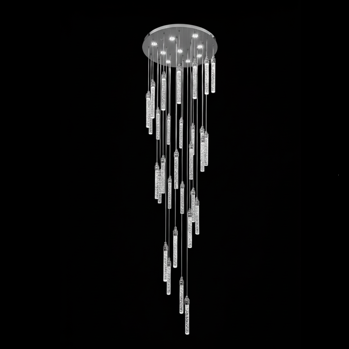 SPIRAL 30 Prism Crystal Pendant Chandelier Chrome