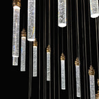 SPIRAL 30 Prism Crystal Pendant Chandelier Chrome Panel with 30 Gold Cups
