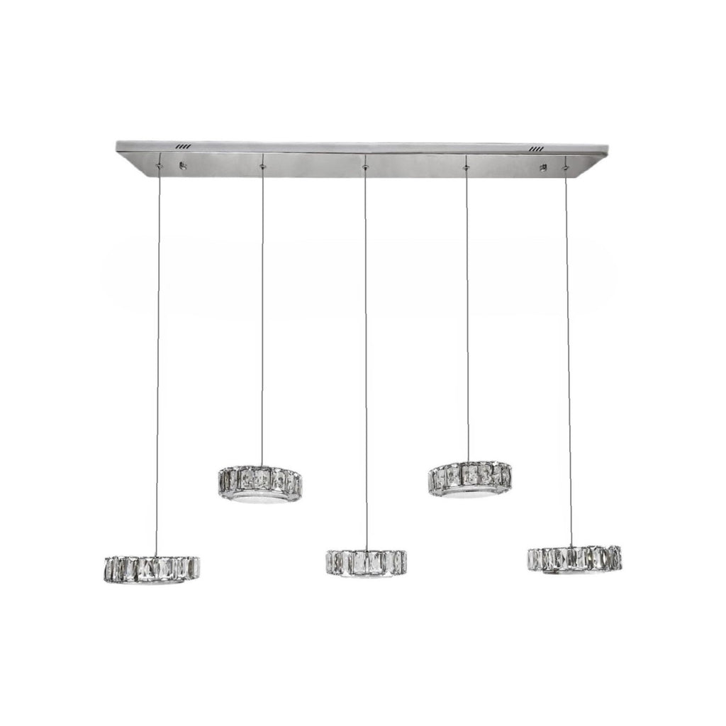 CHESS 5 Crystal Linear Bar Pendant Light 1m Chrome