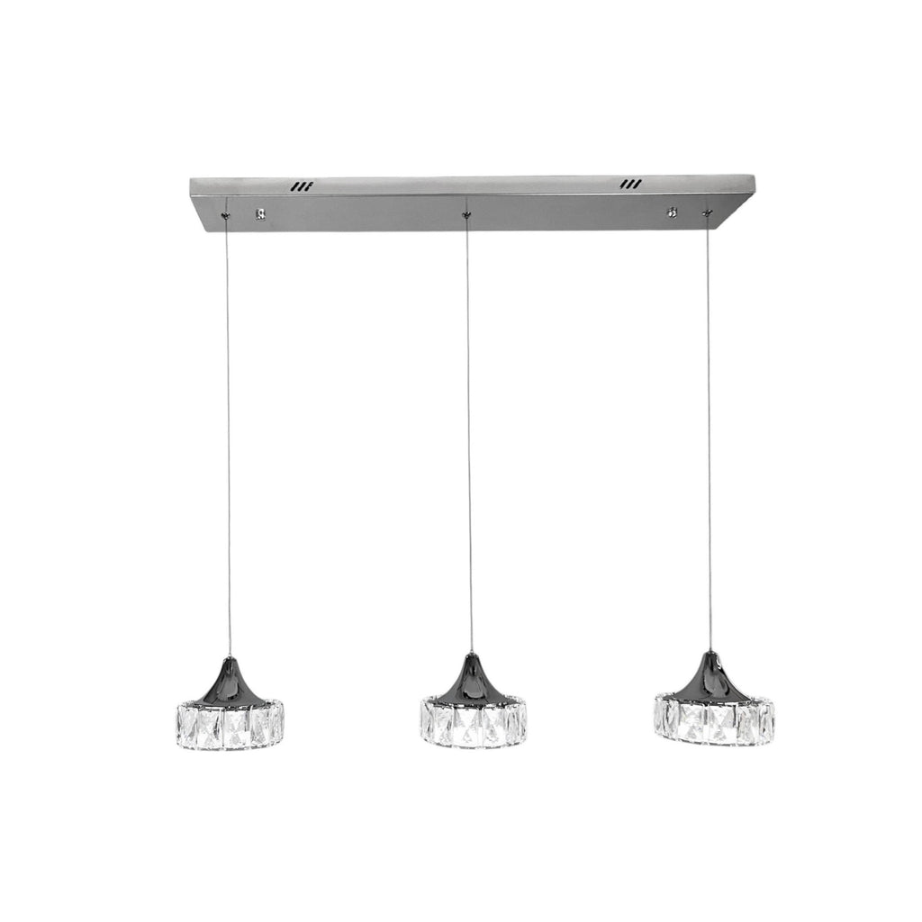 ROYAL 3 Crystal Linear Bar Pendant Light 80cm Chrome