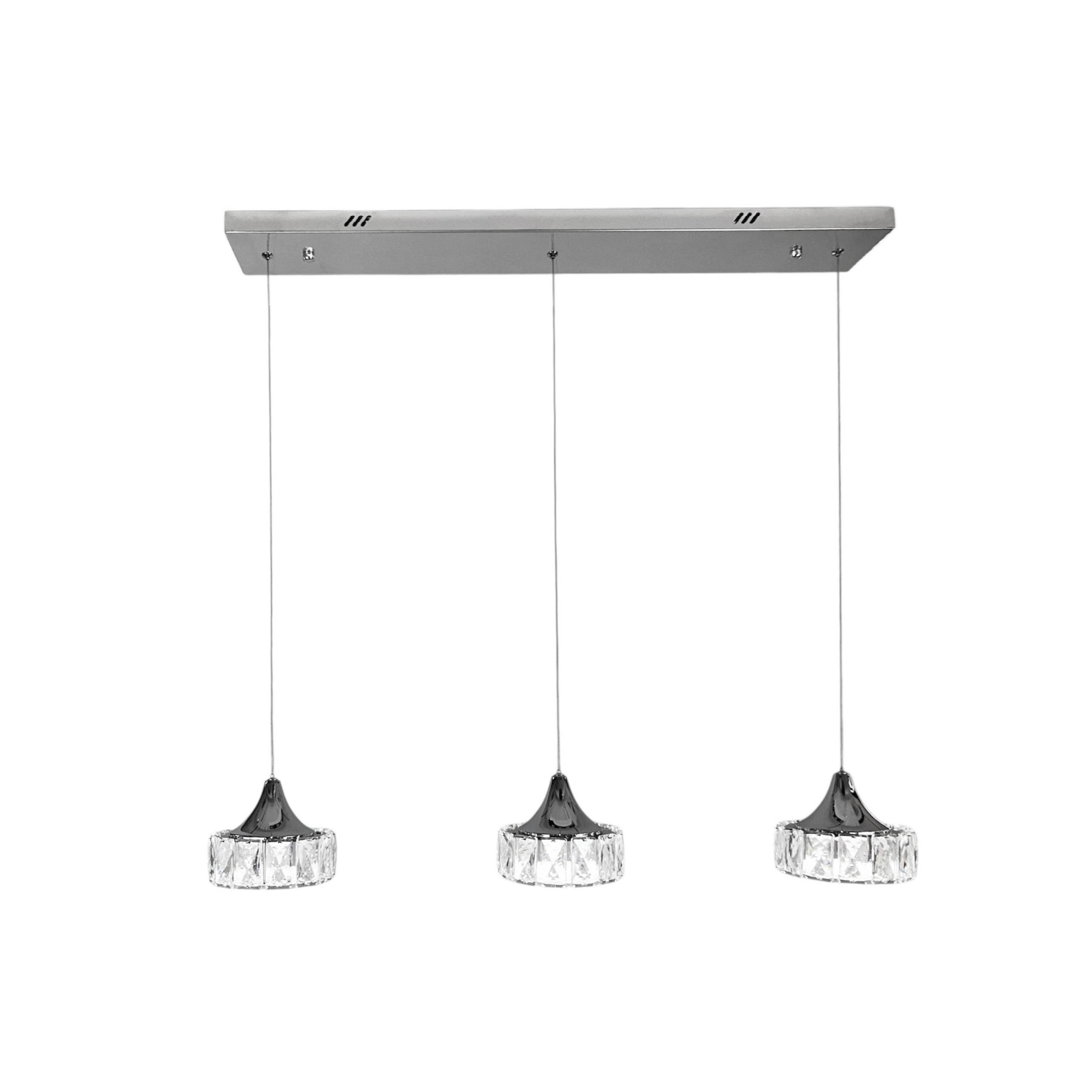 ROYAL 3 Crystal Linear Bar Pendant Light 80cm Chrome