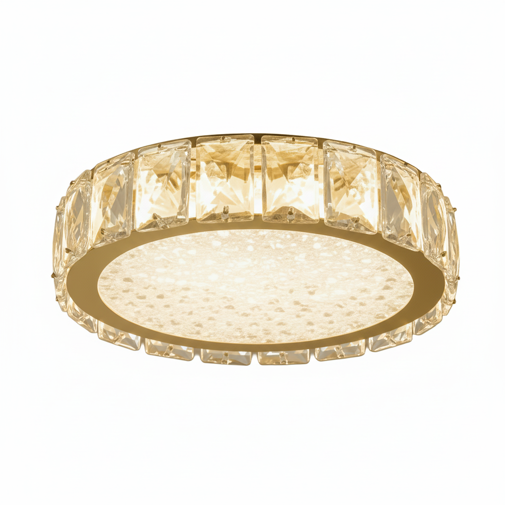 GLORY 30cm Crystal Oyster Light Tri Colour LED Gold