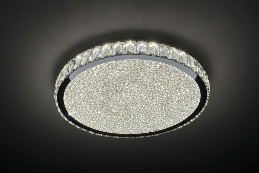 GLORY 50cm Crystal Oyster Light Tri Colour LED Chrome