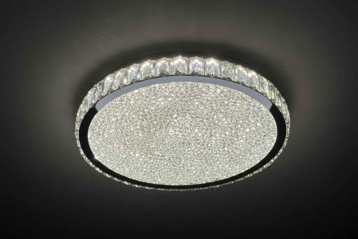 GLORY 50cm Crystal Oyster Light Tri Colour LED Chrome
