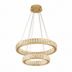 RING 2 Tier Crystal Pendant 50cm Gold