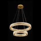 RING 2 Tier Crystal Pendant 50cm Gold