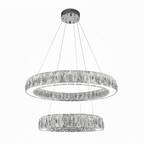 RING 2 Tier Crystal Pendant 50cm Chrome