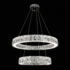 RING 2 Tier Crystal Pendant 50cm Chrome