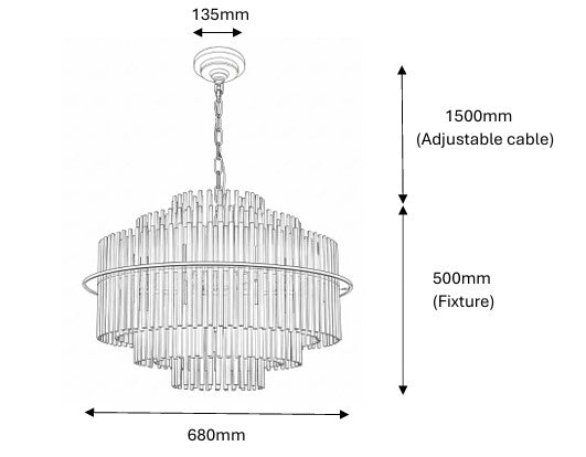 ASHTON 12 Light Modern Chandelier 68cm Brass