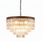 SERINI 60cm 11 Light 4 Tier Crystal Chandelier Black