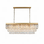 SERINI 15 Light Rectangle 3 Tier Crystal Chandelier 1m Brass