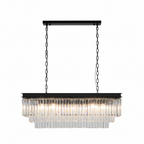 SERINI 15 Light Rectangle 3 Tier Crystal Chandelier 1m Black