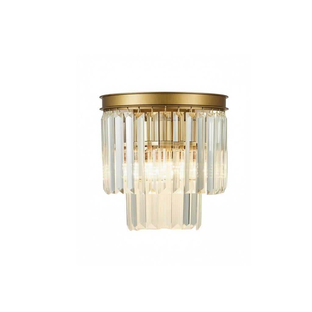 SERINI 2 Tier 2 Light Crystal Wall Light Brass