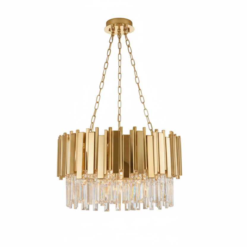 REGINI 6 Light Crystal Chandelier Pendant 60cm Gold
