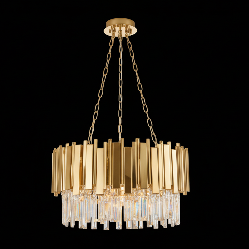 REGINI 6 Light Crystal Chandelier Pendant 60cm Gold