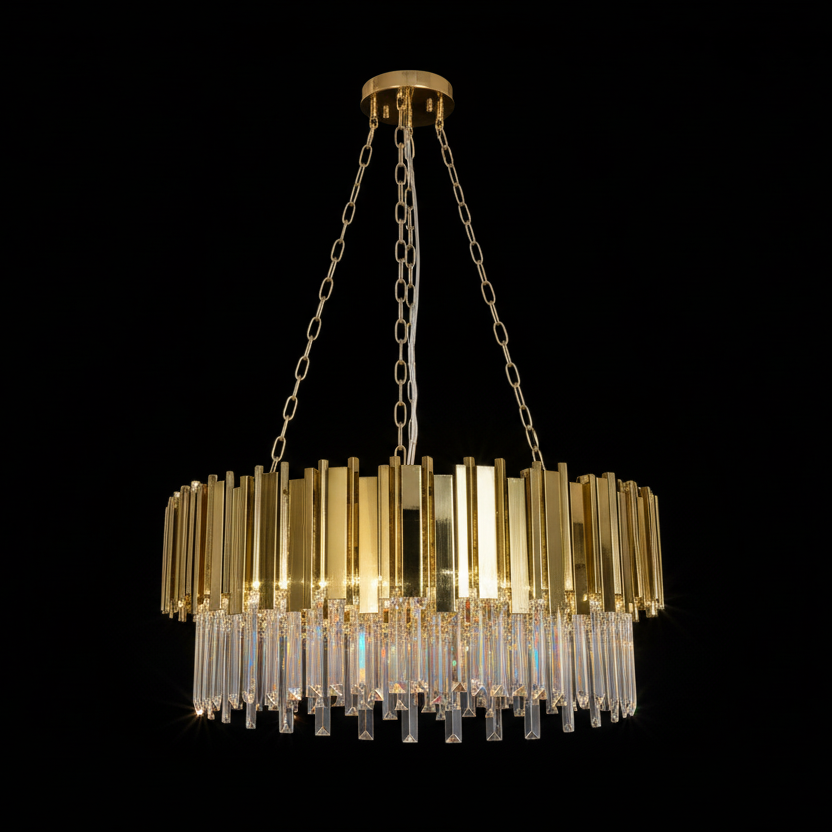 REGINI 12 Light Crystal Chandelier Pendant 80cm Gold