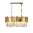 REGINI 8 Light Oval Crystal Chandelier Pendant 90cm Gold