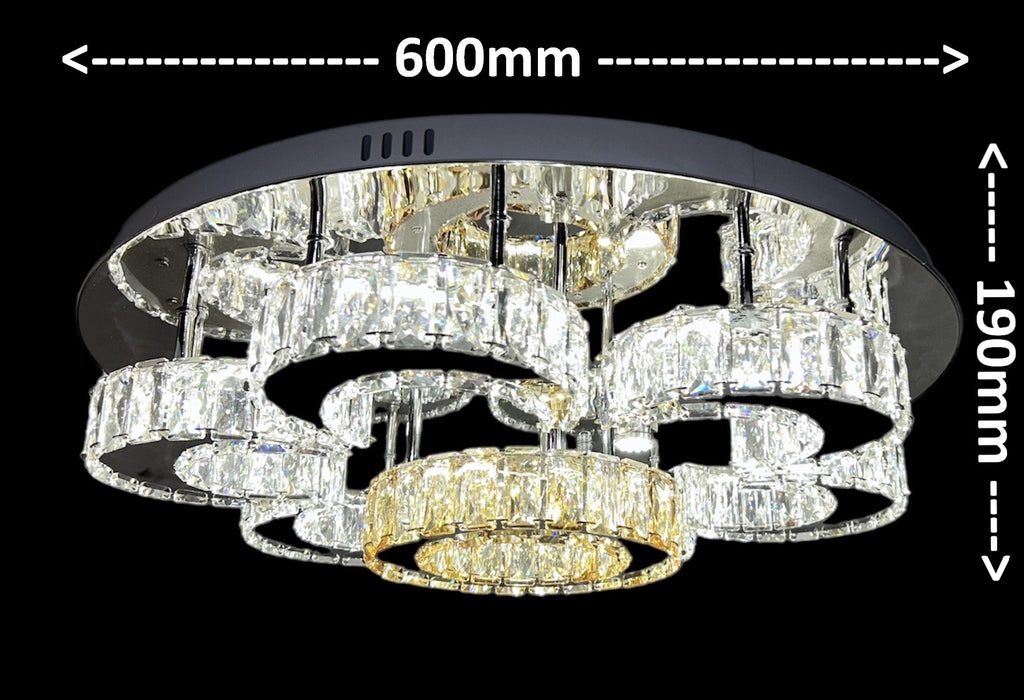 LOTUS 60cm Crystal Ceiling Light Tri Colour LED