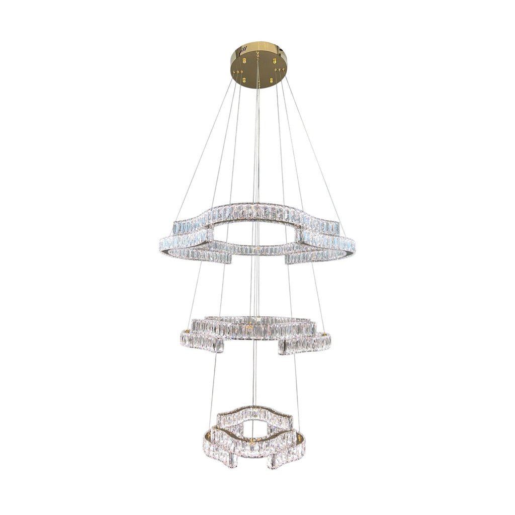 STACKO 3 Tier Crystal Pendant Light 80cm Gold