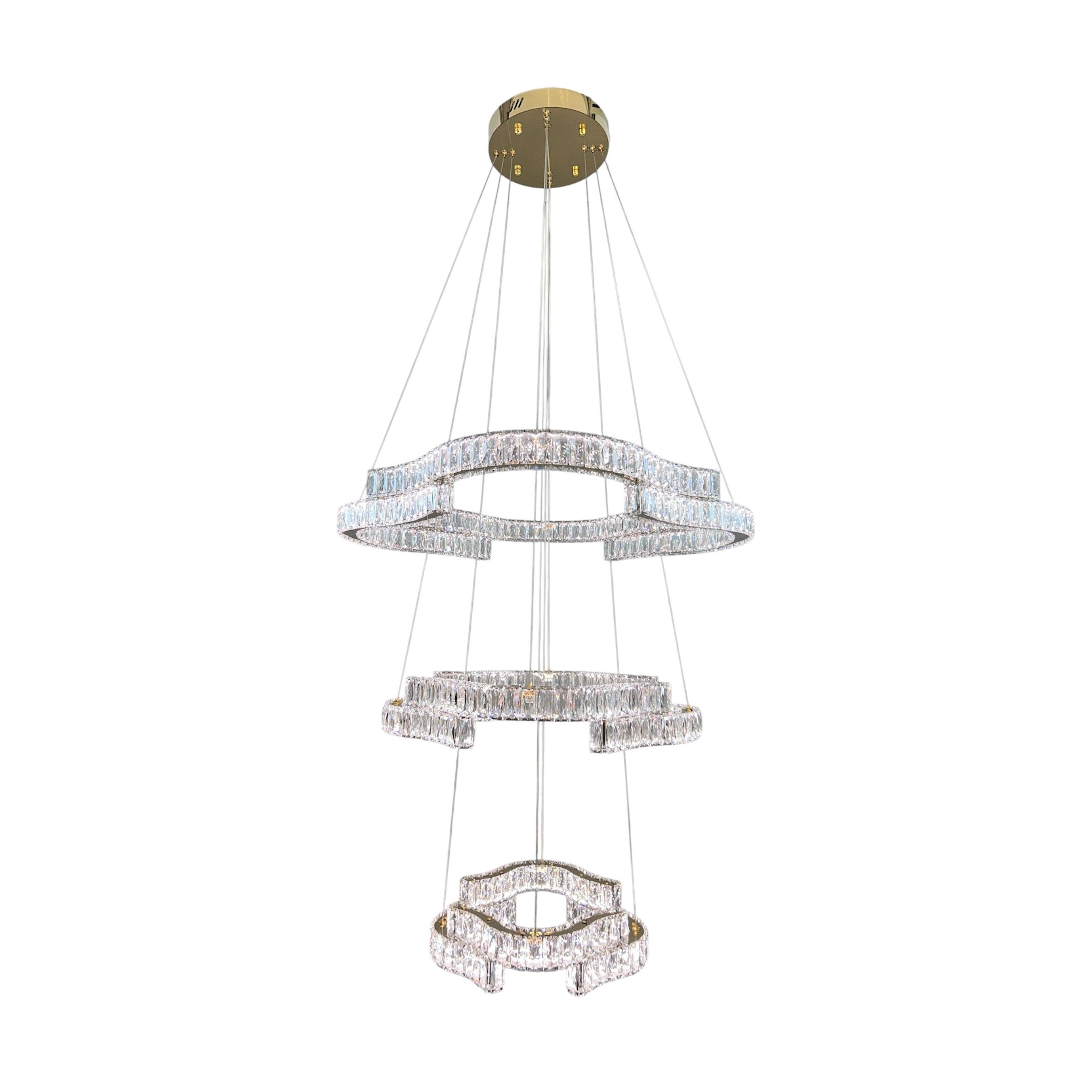 STACKO 3 Tier Crystal Pendant Light 80cm Gold