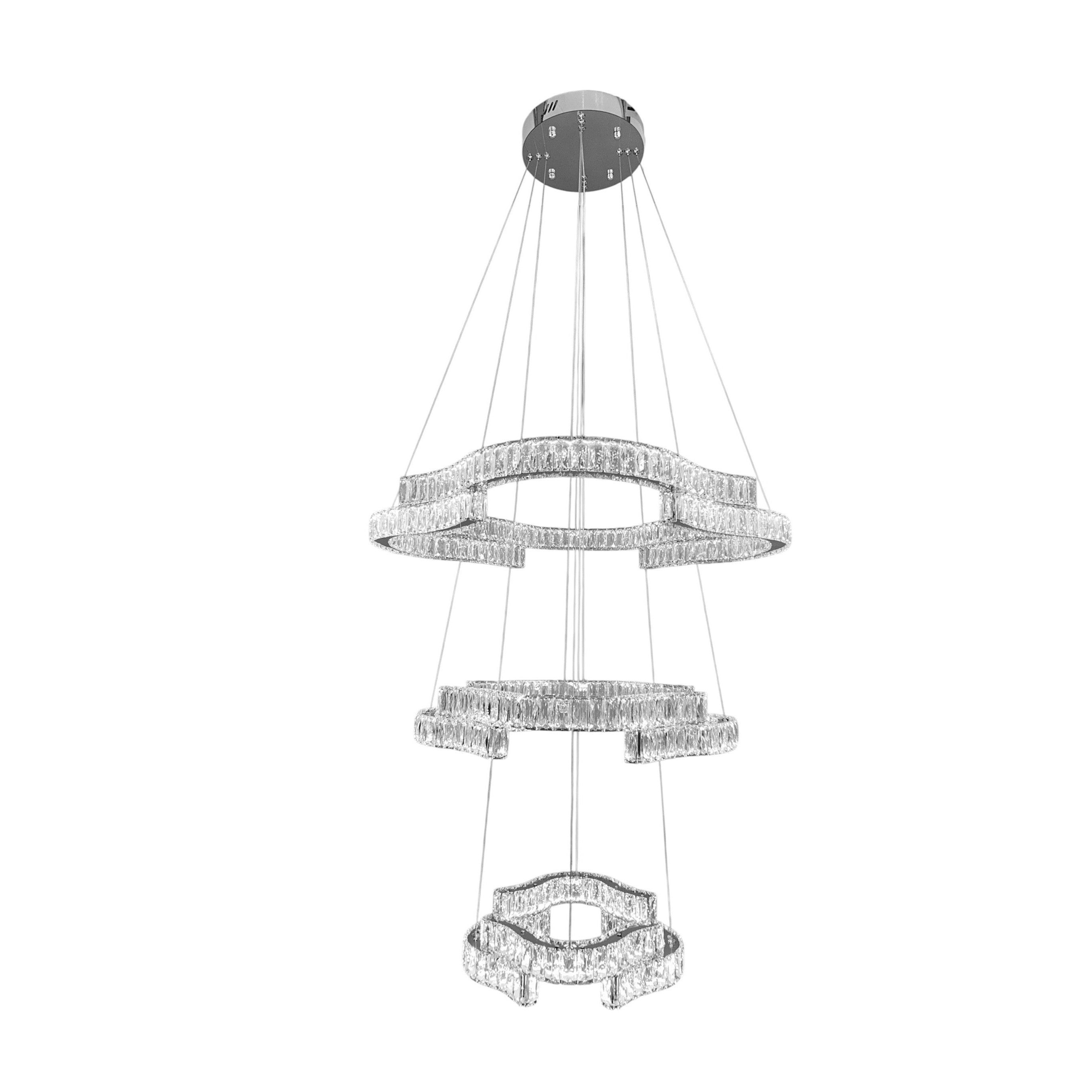 STACKO 3 Tier Crystal Pendant Light 80cm Chrome