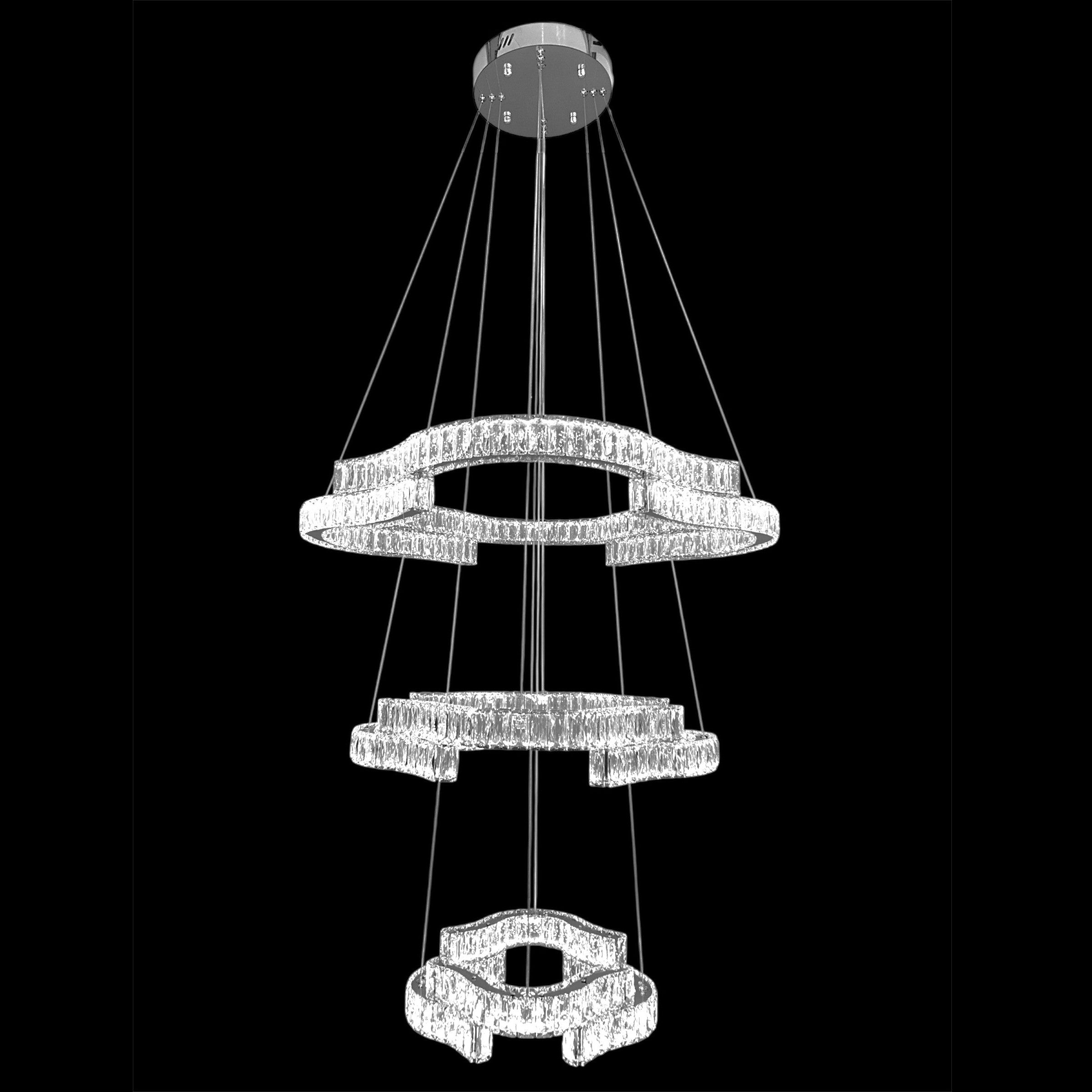 STACKO 3 Tier Crystal Pendant Light 80cm Chrome