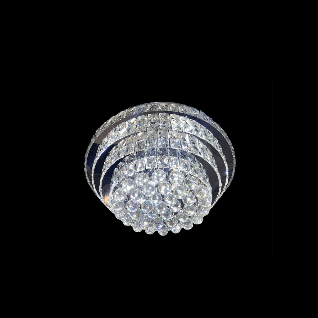 CROWN 60cm Crystal Ceiling Light Tri Colour LED Chrome