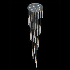 SPIRAL 30 Prism Crystal Pendant Chandelier Chrome Panel with 30 Gold Cups