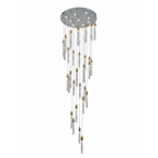 SPIRAL 30 Prism Crystal Pendant Chandelier Chrome Panel with 30 Gold Cups