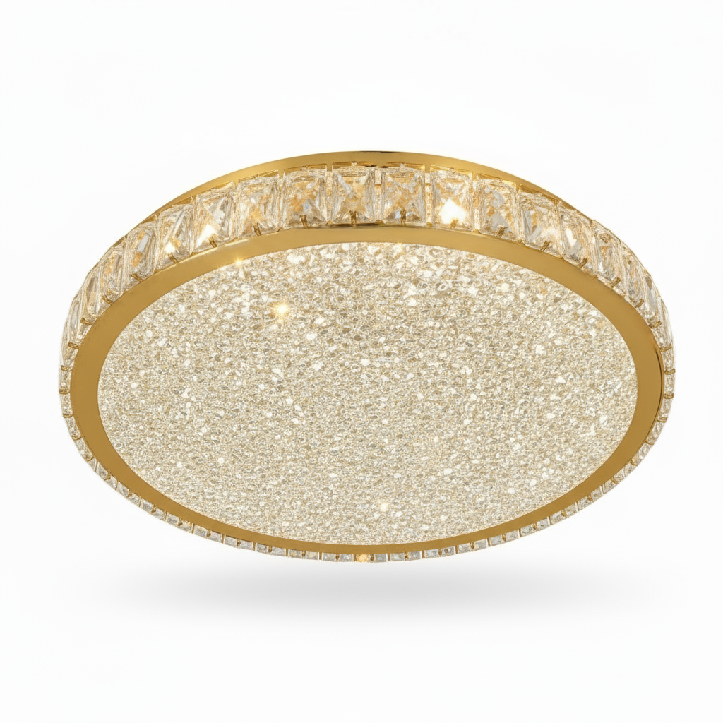 GLORY 50cm Crystal Oyster Light Tri Colour LED Gold