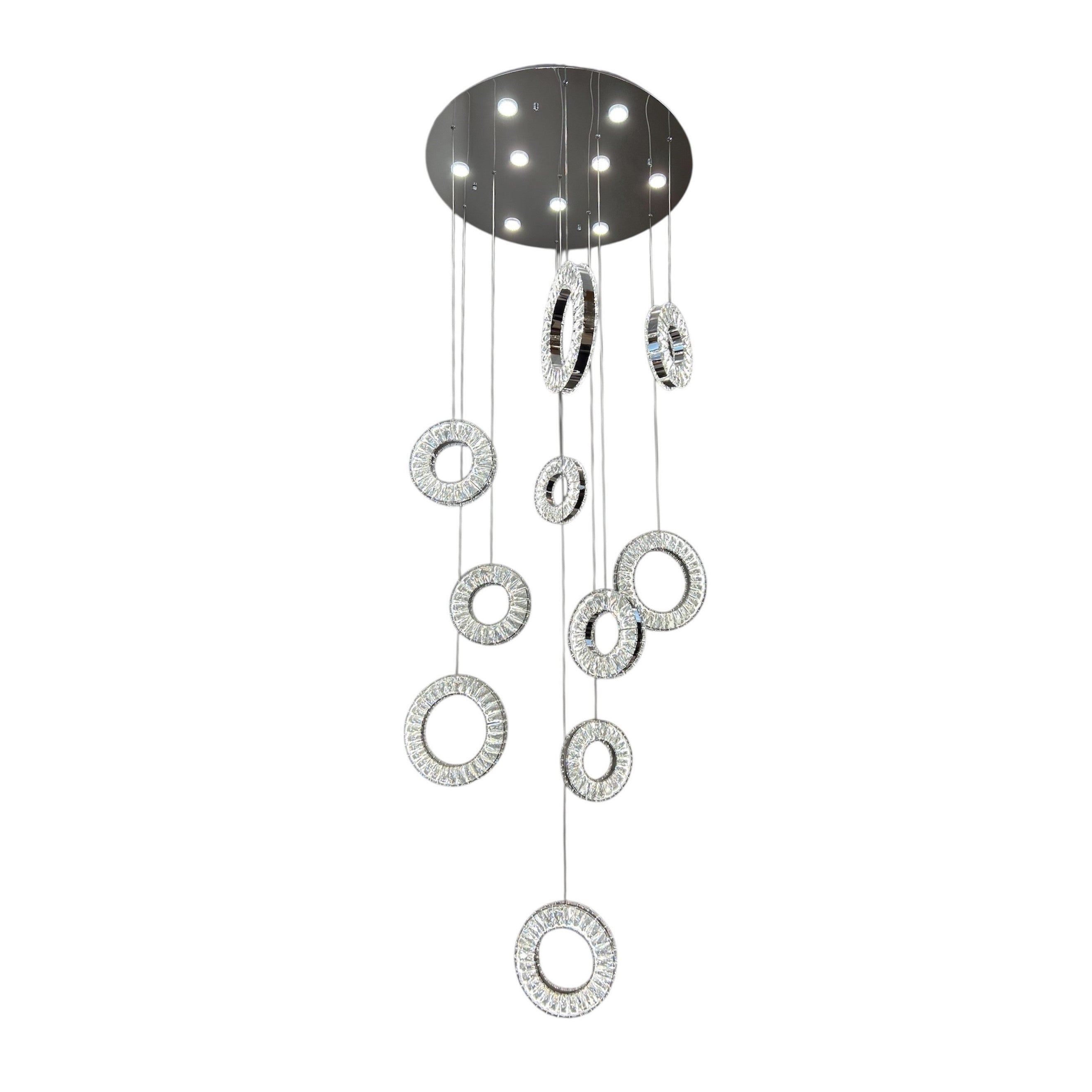 HALO 10 Ring Crystal Pendant Chandelier Chrome