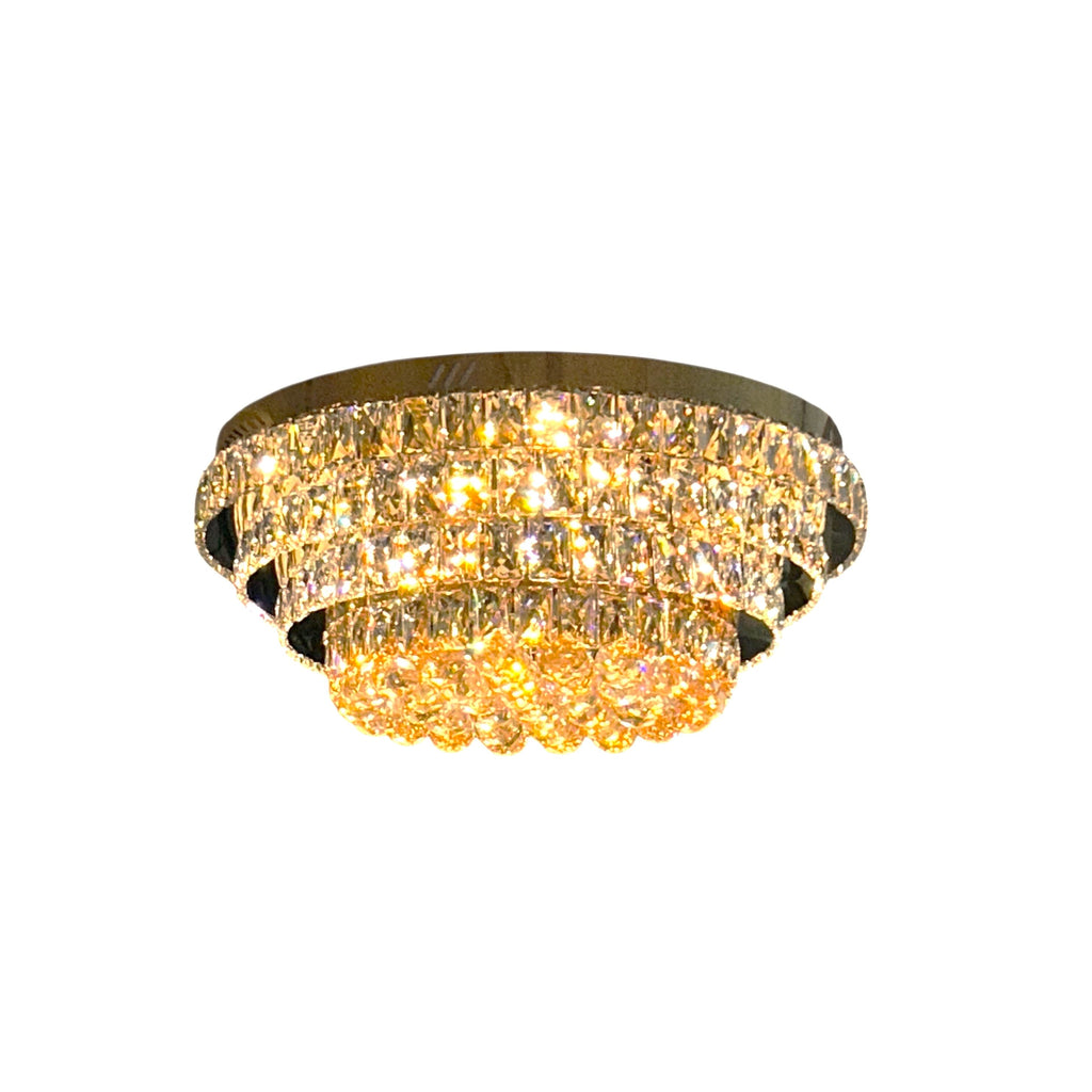 CROWN 60cm Crystal Ceiling Light Tri Colour LED Gold