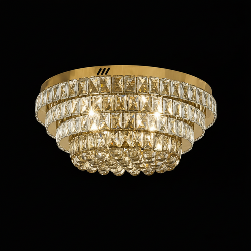 CROWN 60cm Crystal Ceiling Light Tri Colour LED Gold