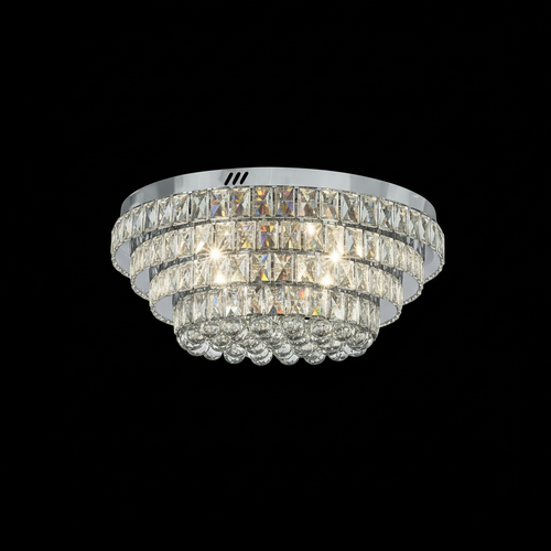 CROWN 60cm Crystal Ceiling Light Tri Colour LED Chrome