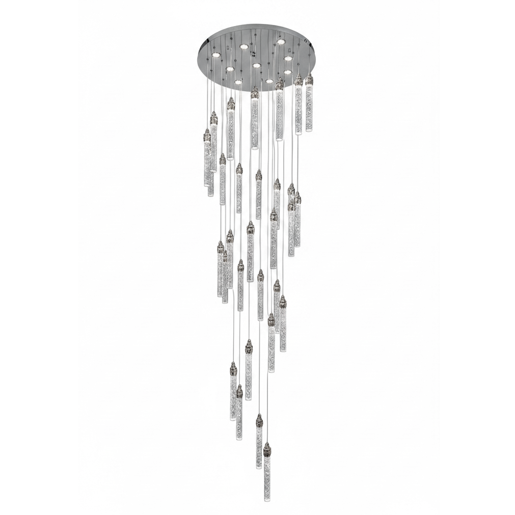 SPIRAL 30 Prism Crystal Pendant Chandelier Chrome