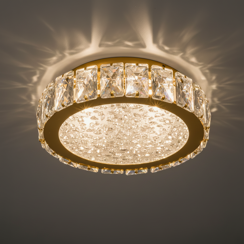GLORY 30cm Crystal Oyster Light Tri Colour LED Gold