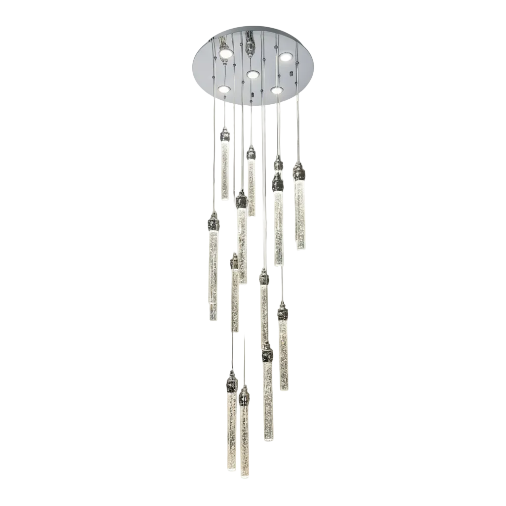 SPIRAL 15 Light Prism Pendant Chandelier Chrome