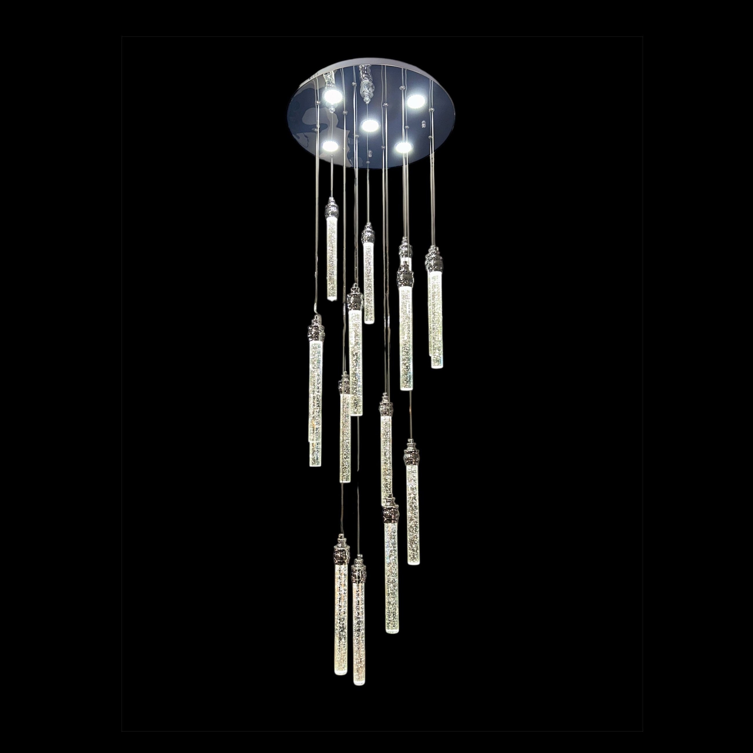 SPIRAL 15 Light Prism Pendant Chandelier Chrome